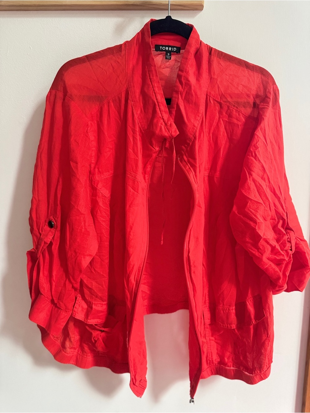 Torrid Bright Red Sheer Open Cardigan - Picture 3 of 3
